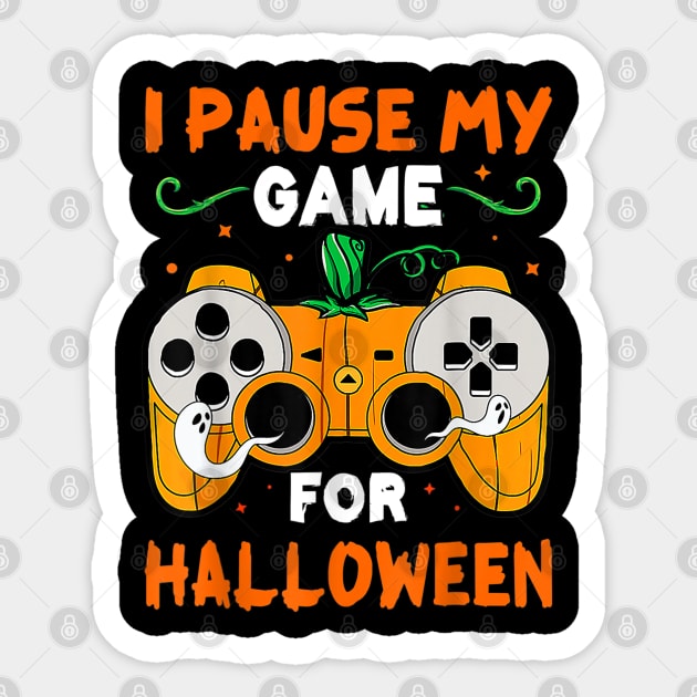 I Pause My Game For Halloween Jack O Lantern Video Gamer Sticker by lunacreat